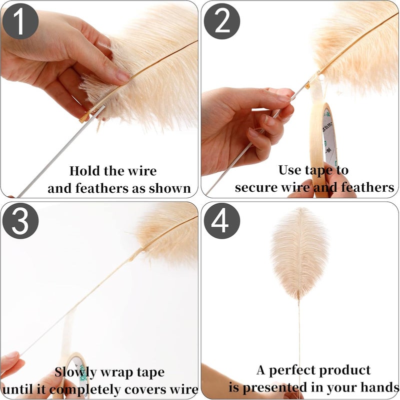 Holmgren Champagne Large Ostrich Feathers - 20pcs Making Kit 22 Inch Boho Feather Decor for Vase, Floral Arrangement, Wedding Party Centerpieces Home Decorations（Champagne） - Image 4